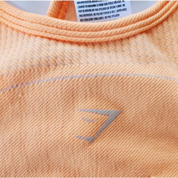 Gymshark Ultra Seamless Short Sleeve Compression Cutout Crop Top Neon Orange M - Picture 7 of 10
